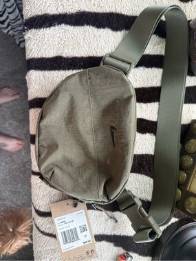 Nike Olive Green Waist Sling Bag with Black Swoosh